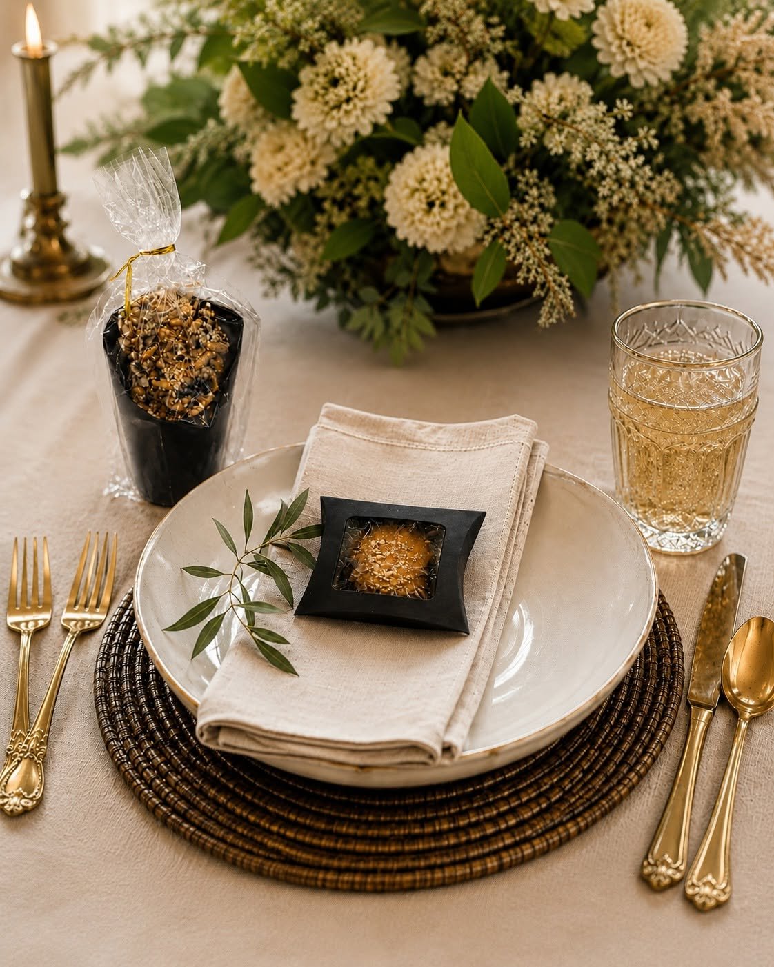 Table set for a hosted gathering with Sweet Alchemy confections